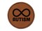 Autism Awareness Infinity Symbol Round Iron-On Engraved Faux Leather Patch Applique - 2.5"
